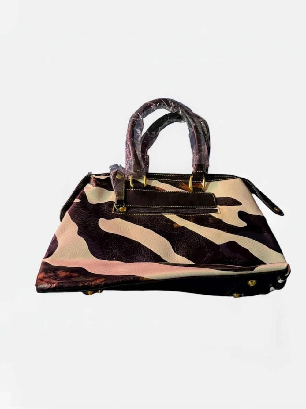 Stylish Zebra-Print Top-Handle Women’s Bag - Black & White